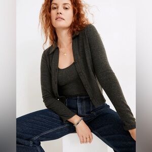 MADEWELL Brushed Ribbed Cropped Cardigan and Tank Top Set! Sz L and XL!
